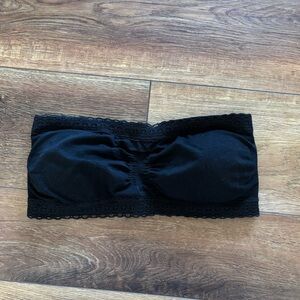 Black Strapless Lace Bandeau Top
